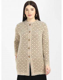 Women Long coat brown Front Design with button